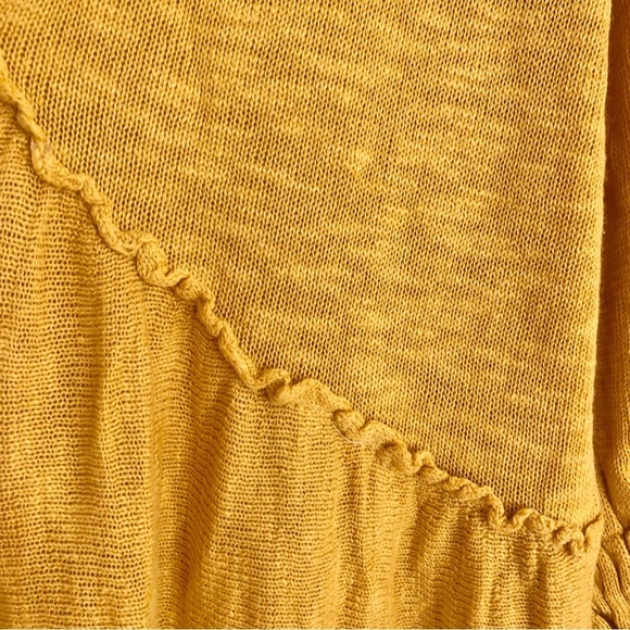 FREE PEOPLE Marykate Golden Yellow Tiered Sweater Flowy Ruffle Mini Dress - Picture 11 of 15